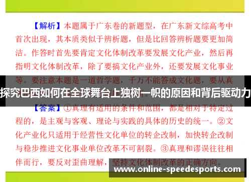探究巴西如何在全球舞台上独树一帜的原因和背后驱动力