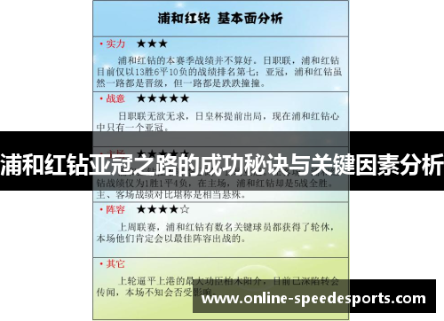 浦和红钻亚冠之路的成功秘诀与关键因素分析
